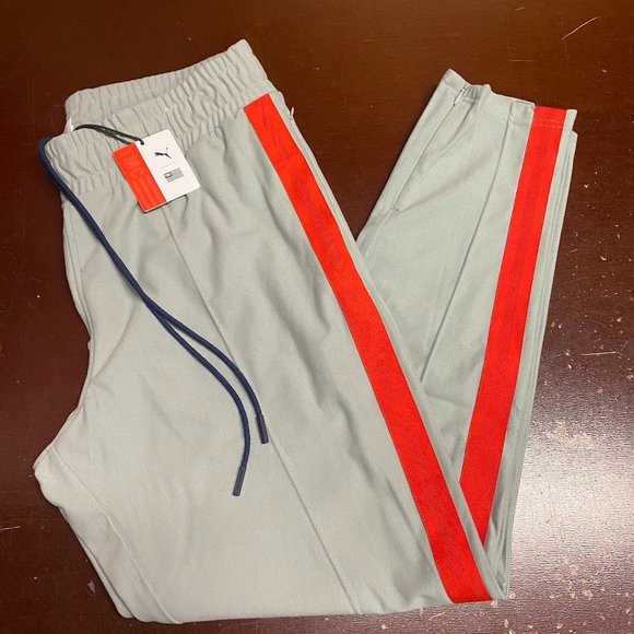 Puma Nipsey Gray TMC Adjustable Waist Zipped Pockets Athletic Marathon Pants S L - Picture 1 of 7